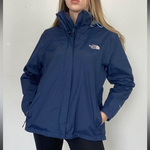 SzM The North Face Hyvent zip up hooded Anorak in a light sky blue GUC - Picture 2 of 16